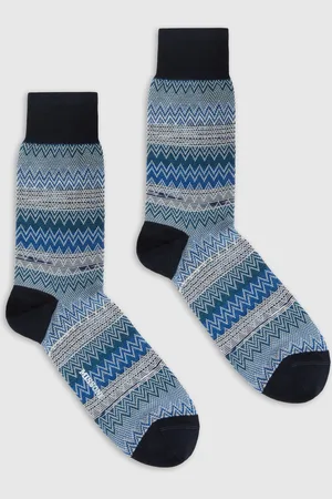 Missoni Calcetines cortos de 100% algodón con estampado zig-zag rayado., Hombre, , Talla: L