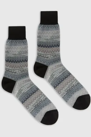 Missoni Calcetines cortos de 100% algodón con estampado zig-zag rayado., Hombre, , Talla: L
