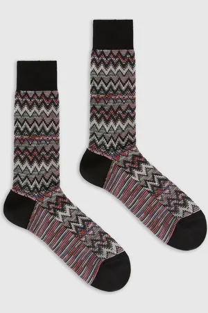 Missoni Calcetines cortos de 100% algodón con estampado zig-zag rayado., Hombre, , Talla: S