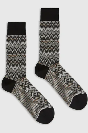 Missoni Calcetines de longitud media mezcla de algodón zig zag y líneas, Hombre, , Talla: L