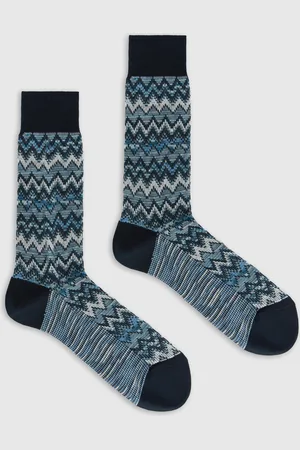 Missoni Calcetines de longitud media mezcla de algodón zig zag y líneas, Hombre, , Talla: L