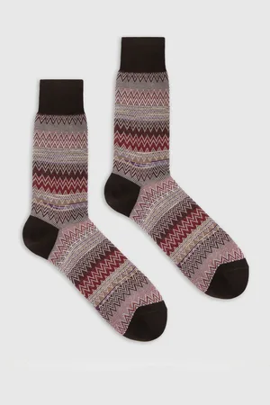 Missoni Calcetines de longitud media mezcla de algodón zig zag y líneas, Hombre, , Talla: L