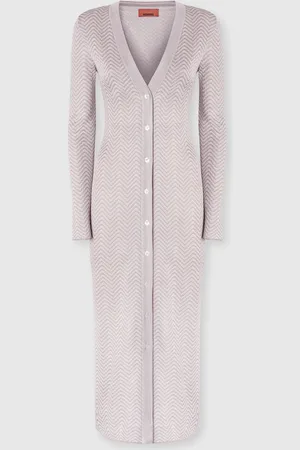 Missoni Cardigan largo con motivo ondulado, Mujer, & Beige, Talla: L