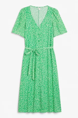 Monki Mujer Midi - Buttoned v-neck midi dress