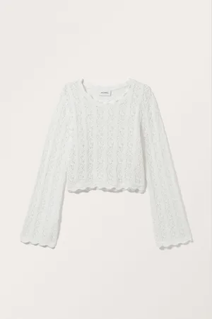 Monki Cropped Lace-knitted Sweater