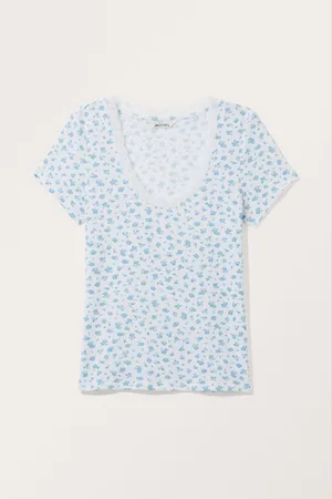 Monki Fitted Short Sleeve Pointelle Top