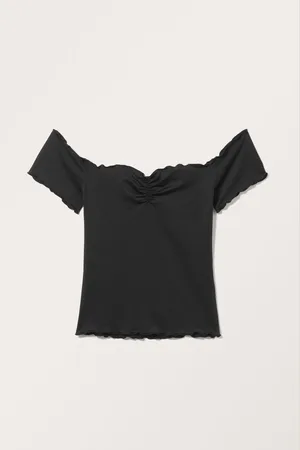 Monki Cropped Off-Shoulder Top