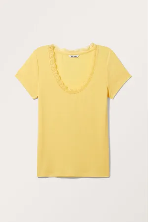 Monki Fitted Short Sleeve Pointelle Top