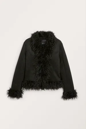 Monki Faux fur trimmed coat