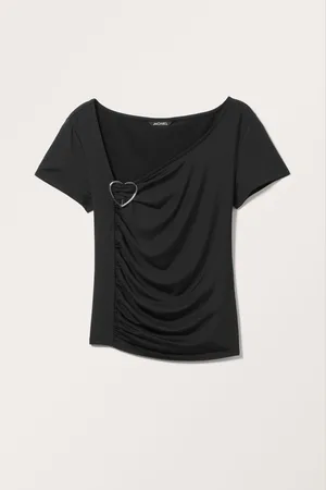Monki Cropped Drape Buckle Top