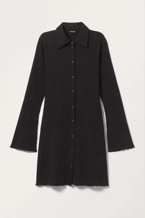 Monki Long Sleeve Mini Shirt Dress