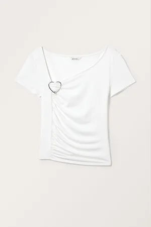 Monki Cropped Drape Buckle Top