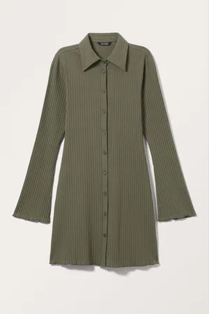 Monki Long Sleeve Mini Shirt Dress
