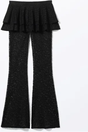 Monki Flared Lace Skirt Trousers