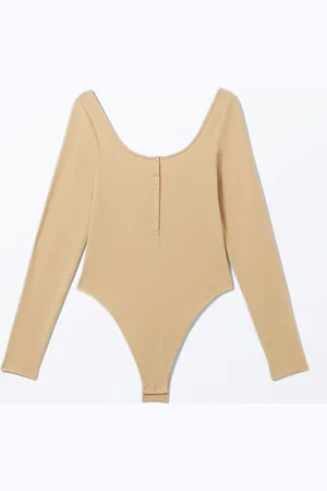 Monki Long-Sleeved Cotton Henley Bodysuit