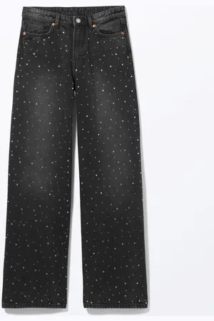 Monki Paz Mid Straight Embellished Jeans