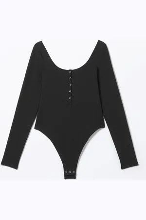 Monki Long-Sleeved Cotton Henley Bodysuit
