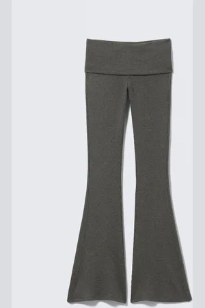 Monki Low Waist Flared Ribbed Trousers