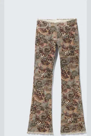 Monki Frayed Low Waist Twill Trousers