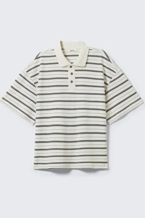 Monki Striped Relaxed Fit Polo Shirt