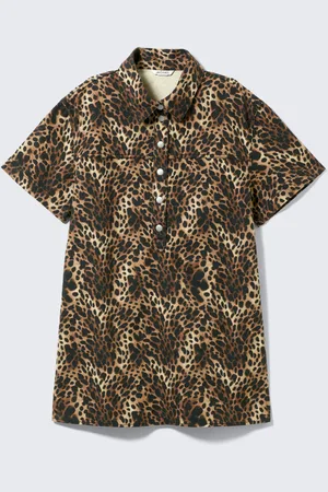 Monki Short-Sleeved Mini Shirt Dress