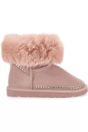 MONNALISA Niñas Botines - Botines de cuero de serraje con estrás