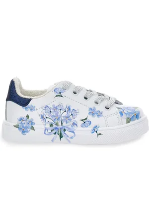 MONNALISA Zapatillas tipo tenis con estampado de flores y purpurina