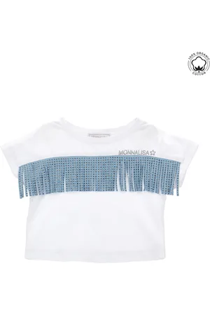 MONNALISA Camiseta de algodón con flecos