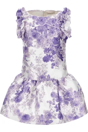 MONNALISA Vestido de mikado con diseño de ramos