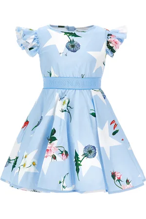 MONNALISA Vestido de algodón con inserción con logotipo