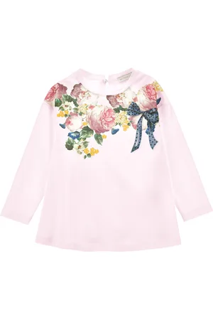 MONNALISA Camiseta larga de algodón flores degradadas