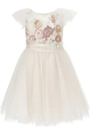 MONNALISA Vestido de tul con bordado de lentejuelas