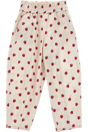 MONNALISA Pantalón de gabardina con estampado de fresas