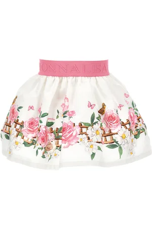 MONNALISA Falda de popelina con estampado de pajaritos