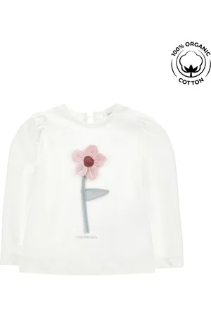 MONNALISA Camiseta de algodón orgánico con flor