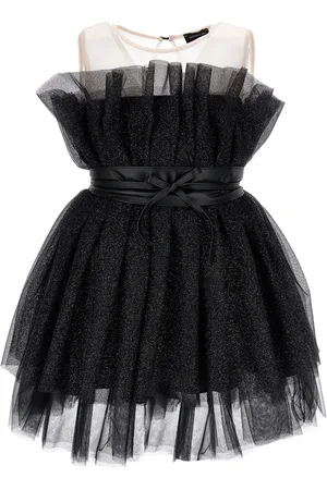 MONNALISA Vestido de tul con lúrex y cinturón