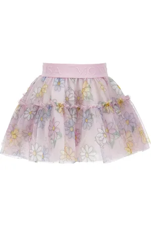 MONNALISA Falda de tul con estampado de margaritas