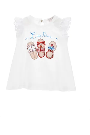 MONNALISA Camiseta de punto y bordado inglés