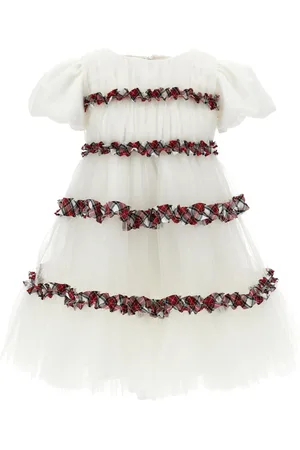 MONNALISA Vestido de tul plisado tartán