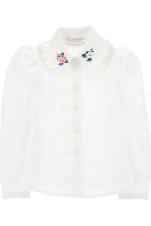 MONNALISA Camisa de algodón bordada