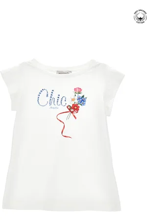 MONNALISA Camiseta de algodón orgánico con estampado de flores