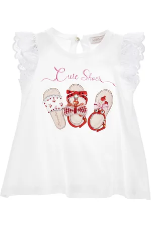 MONNALISA Camiseta de punto y bordado inglés