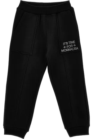 MONNALISA Jogger de felpa gruesa con pedrería