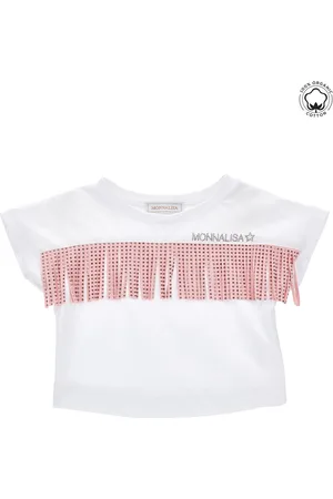 MONNALISA Camiseta de algodón con flecos