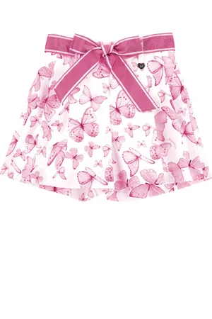 MONNALISA Short mariposa de raso de algodón