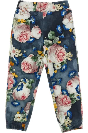 MONNALISA Jogger de felpa con estampado de rosas
