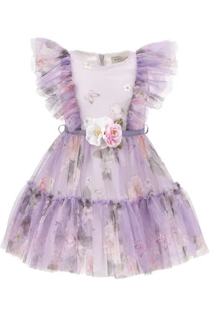 MONNALISA Vestido de tul con estampado de rosas
