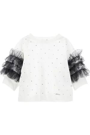 MONNALISA Top de punto con tul y strass