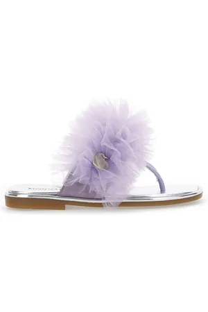 MONNALISA Chanclas de napa con volante de tul