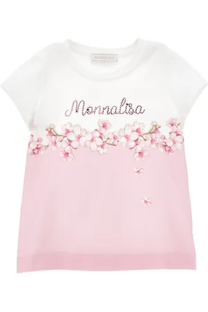 MONNALISA Camiseta bicolor de algodón con strass